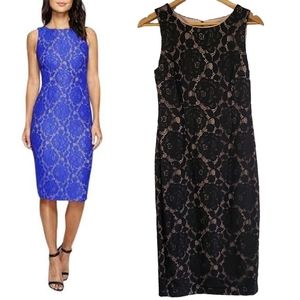 *Like New* Ivanka Trump Lace Midi Sheath Dress in Nude & Black